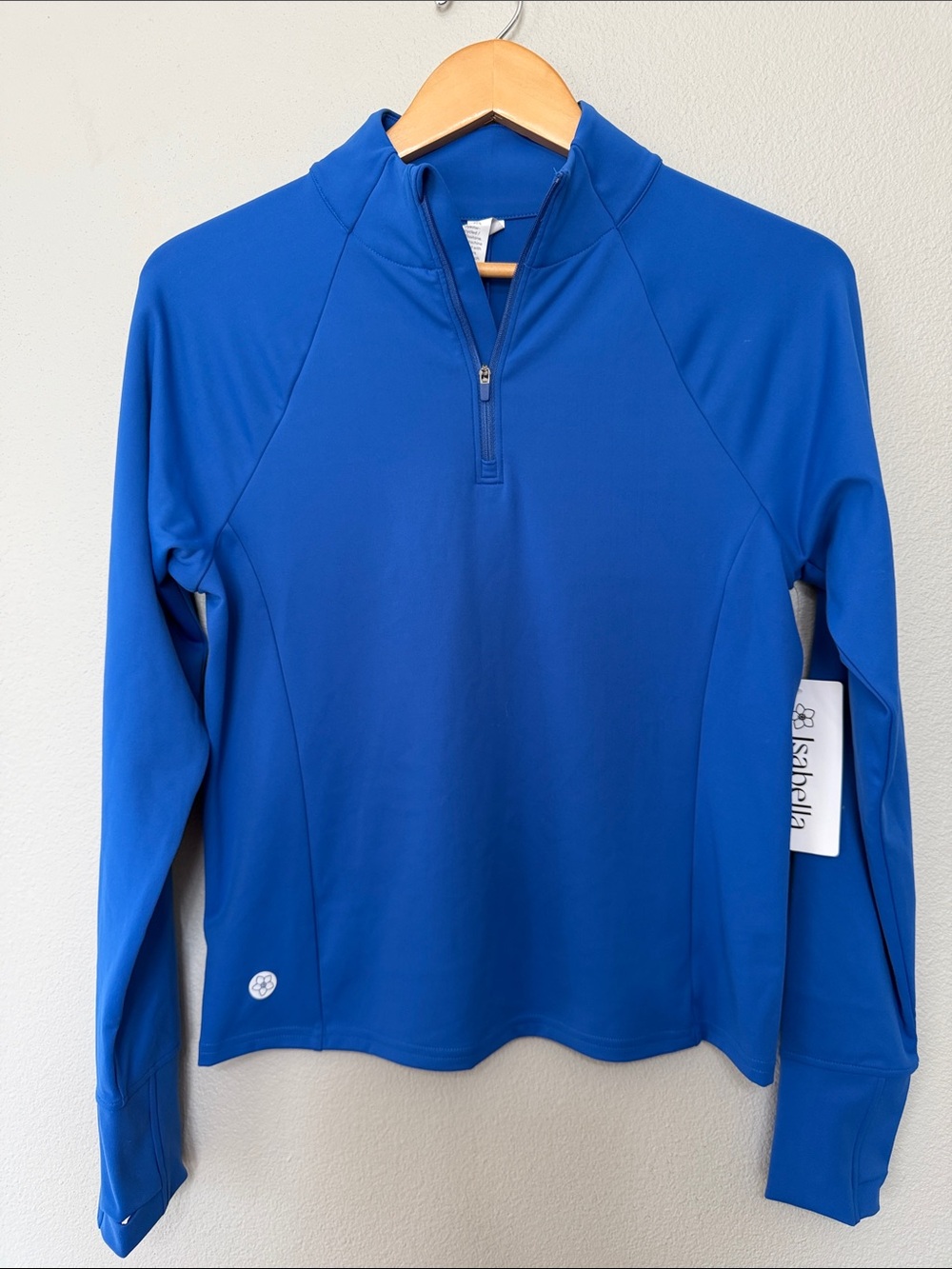 Isabella Sport Electric Blue Quarter-Zip‎ Athletic Pullover Small Yoga Running